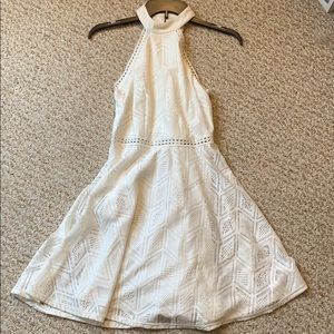 White Halter Neck Skater Dress